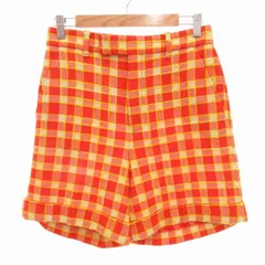 グッチ GUCCI 美品 20SS ツイードチェックショートパンツ スラックス ハーフ 40 M オレンジ 黄 イエロー 609574 /TZのサムネイル