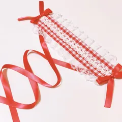 ギンガムチェックレースヘッドドレス  ロリータ　ロリィタ　量産型　ゆめかわいい