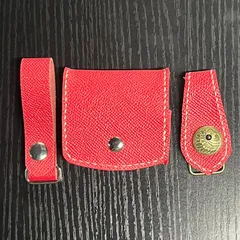 革のコインケース＆キーホルダーのセット　レッド　まとめ買い割あり