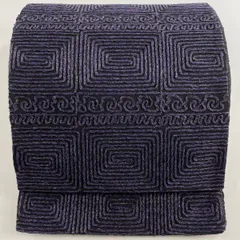無月　袋帯　斜め縞　全通　刺繍　抽象模様　着物　104a d 袋帯 相良刺繍 金彩加工 金糸 正絹 グレー 青紺 うさぎ 兎