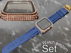 ローズ　ネイビー　アップルウォッチ ケースカバーApple Watch. Dラバーベルト ラバーバンド キラキラカバー ケース 鑑別済み 最高品質