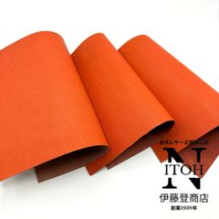 国産レザー　エンボス　A4サイズ　3枚セット　1.2ｍｍ-1.5mm　オレンジ　革　本革　牛革　レザークラフト　ハンドメイド　共通画像　送料無料　250526-50