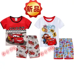 ✨新品✨ ディズニー カーズ 子供パジャマ 半袖Tシャツ&ショートパンツ セット ライトニング・マックイーン 男の子 夏向き コットン キッズルームウェア 部屋着 寝巻き 100/110/120/130cm 赤 レッド 白 ホワイト
