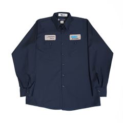 UniWeave ユニウェーブ 長袖 ワークシャツ 企業ロゴ ワッペン ネイビー L B202507