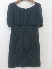 ◇ PEYTON PLACE ペイトンプレイス 異素材 半袖 ミニ ワンピース サイズS ネイビー レディース P  【1209060001272】