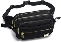 LEZARINO ウエストバッグ ウエストポーチ メンズ レディース 多機能 男女兼用 大容量 軽量( Black)