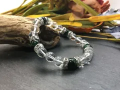 パワーストーン ブレスレット グリーンタイガーアイ&水晶 (シルバー) 8mm レディース  ●