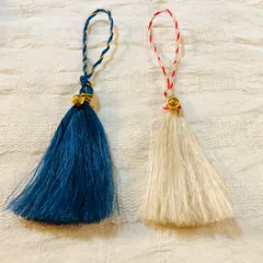 精麻のお祓いほうき 藍染め精麻の飾り付 その他インテリア雑貨