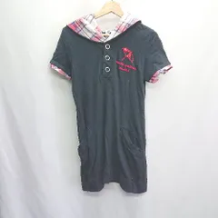 ◇ ⊂ Arnold Palmer アーノルド パーマー チェック柄 半袖 フード付きロングTシャツ サイズ3 ネイビー レディース E  【1410100007110】