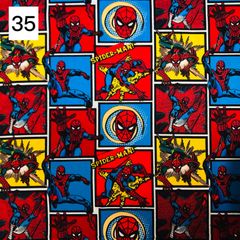 スパイダーマン シーチング生地 ハギレ 青 赤 35