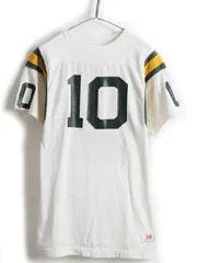 【お得なクーポン配布中!】 70's USA製 ビンテージ ★ Champion チャンピオン ナンバリング プリント レーヨン 半袖 フットボール Tシャツ ( メンズ 38 ) 古着 70年代| US古着 中古 男性 ア