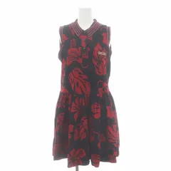 プラダ PRADA 14SS アロハ柄 ポロシャツワンピース ミニ ノースリーブ 42 黒 赤 ブラック レッド /MI ■OSのサムネイル