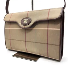 【良品】 BURBERRY バーバリー ショルダーバッグ トートバッグ フラップ  チェック柄 シャドホース ロゴ型押し 肩掛け キャンバス レザーレディース ブラウン 茶色