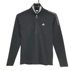 アディダス 長袖ポロシャツ 黒 ボーダー地模様 ハーフジップ レディース S/P ゴルフウェア adidas