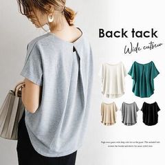 綿100% 背面プリント半袖Tシャツ オーバーサイズ 5カラー 夏用レディーストップス