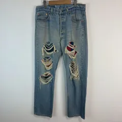 90s Levi's リーバイス US製 501 ジーンズ デニムパンツ ダメージ クラッシュ リップド ライトブルー W32 L30 メンズ 古着 アメカジ カジュアル ストリート