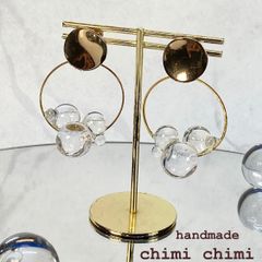 バブルリングピアス/揺れる/クリアバブルポストピアス