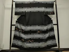 平和屋着物■訪問着　駒刺繍　総刺繍　絞り　宝尽くし　黒地　金糸　逸品　CAAR9067id