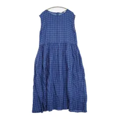 SM2 Samansa Mos2 リネン ギンガムチェック 麻 ノースリーブ ワンピース ブルー ネイビー レディース サマンサモスモス【中古】5-0809S♪