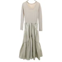 Mila Owen ミラオーウェン 長袖 サーマルニット切替 ワンピース 0 グレージュ レディース 古着