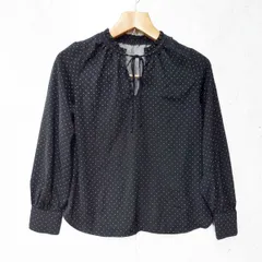 earth music&ecology アースミュージックアンドエコロジー とろみ ボリュームスリーブ ブラウス 2way ドット ブラック Fサイズ ◎＿〇□.
