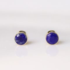14KGF ラピスラズリ 4mm 天然石 ベゼル ピアス
