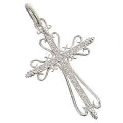 ペンダントトップ メンズ 18金 K18WG ダイヤモンド メンズペンダントトップ クロス 十字架 ネックレスヘッド ホワイトゴールド 喜平用 トップ 大き目 男性 鑑別書付き【アクセサリーマート/メルカリShops店】