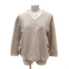 グリーンレーベルリラクシング ユナイテッドアローズ green label relaxing カットソー Vネック 長袖 ベージュ /MS