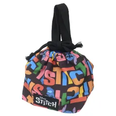 【メール便】スティッチ ランチ巾着 マチ付き巾着 黒 新入学 ディズニー アートウエルド お弁当入れ キャラクター グッズ 
