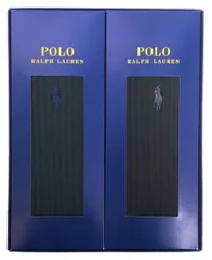 未使用  箱入り ギフトセット ポロ ラルフ ローレン 紳士 靴下 メンズ 25-26ｃｍ　2足セット POLO RALPH LAUREN 綿混 ワンポイント刺繍 無地リブ クルー丈 メンズ ビジネスソックス