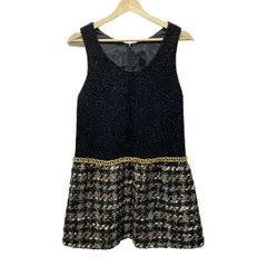 Chesty(チェスティ) ワンピース サイズ1 S レディース - 黒×ブラウン×マルチ ノースリーブ/ミニ/ラメ/チェーン