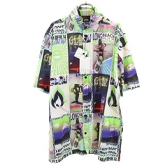 未使用 ZARA ザラ リネンブレンド 総柄 半袖 シャツ S マルチ RELAXED FIT メンズ 古着