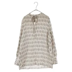 VALENTINO (ヴァレンチノ) シルク総柄シャツ リボンタイスタンドカラープルオーバーシャツ ホワイト/ブラック TB3AE02R551のサムネイル
