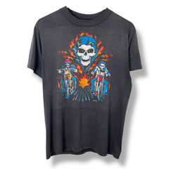 【Special】 80s HARLEY-DAVIDSON "HOG" 3-Skull Rider Print T-Shirt 【M】 80年代 ハーレーダビッドソン ハーレーオーナーズグループ スカル 髑髏 バイク Tシャツ スカルライダー ゴーストライダー
