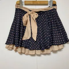 INGNI イング ネイビー・ベージュ ドット フレアスカート M 薄手 腰ゴム