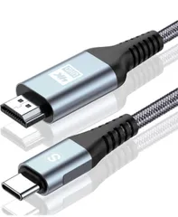 ★AviBrex HDMI Type-C 変換ケーブル 5M, USB C HDMI 変換 4K/Thunderbolt3対応 ナイロン編み 映像出力 携帯画面をテレビに映す タイプC