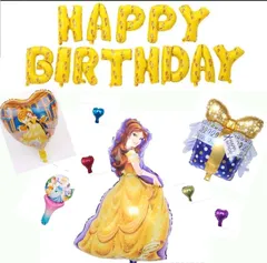 プリンセス　ベル姫　お誕生日祝い飾り　バルーン風船セット