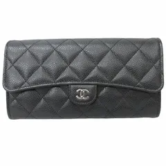 シャネル CHANEL 未使用品 23年モデル マトラッセ キャビアスキン クラシックロングフラップウォレット 長財布 レザー ココマーク金具 シルバー金具 フランス製 黒 ブラック AP0241 Y01588 C3906 ☆AA★ 0303