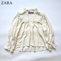 ZARA ザラ パール フリル ブラウス シアー カジュアル モード ゆったり