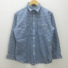 D■ノースフェイス/THE NORTH FACE NT26101チェックウールシャツ/ネルシャツ【M】青/MENS/120【中古】■