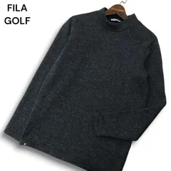 FILA GOLF フィラ ゴルフ 通年★ モックネック フリース ニット セーター ロゴ刺繍 エンブレム 長袖 Sz.M メンズ