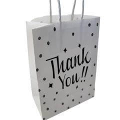 【120枚、15㎝×21㎝×8㎝】おしゃれ 紙袋 Thank You①柄