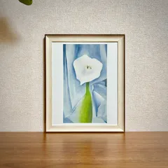 新品☆額縁付アートポスター☆ジョージア・オキーフ☆O'Keeffe☆Calla Lily on Grey, 1928☆174