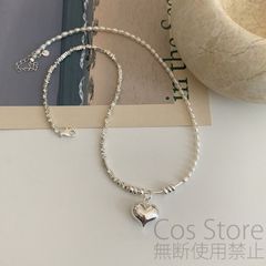 パール  ハート ネックレス 鎖骨チェーン s925 シルバー レディース D807