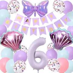 【在庫処分】飾り付け セットパープル 誕生日 バルーン 誕生日6歳 風船セット HAPPY BIRTHDAYセット お飾り誕生日 デコレーションシェル 装飾 お祝い イベント 子ども 男の子 女の子 お祝い サプライズ 風船 かわいい ガーランド パーティー飾