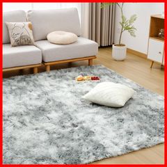 早発送scv ラグ カーペット シャギーラグ ラグマット 長方形 絨毯 120x160cm 滑り止め付 洗える 防ダニ 抗菌 防臭 オールシーズン快適に使用 床暖房 ホットカーペット対応 ふわふわ肌触り ミストグレーのサムネイル