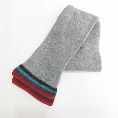 ラコステ LACOSTE マフラー ストール 灰系 グレー ライン ロゴ 刺繍 ワッペンのサムネイル