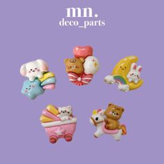 【1つ25円】15個/各3点★デコレーションパーツ　アニマル　乗り物　くま　うさぎ　いぬ　ねこ