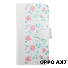 【新品未使用】 OPPO AX7 手帳型スマホ ケース 花柄 (20063手帳ホワイト) バラ ローズ 水彩 フラワー 北欧 おしゃれ かわいい カード収納 PUレザー flip2-ax7-wh-20063のサムネイル