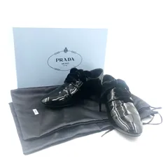 ■使用回数些少■PRADA  プラダ　ドレスシューズ　革靴　レザー　牛革　ブラック　外羽根　プレーントゥ　イタリア製　サイズ36(23cm) 光沢感　保存袋　箱付き　レディース